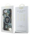 Guess IML Metal Glitter Flowers Triangle MagSafe case for iPhone 16e - black