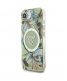 Guess IML Metal Glitter Flowers Triangle MagSafe iPhone 16e Case - Green
