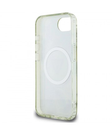 Guess IML Metal Glitter Flowers Triangle MagSafe iPhone 16e Case - Green