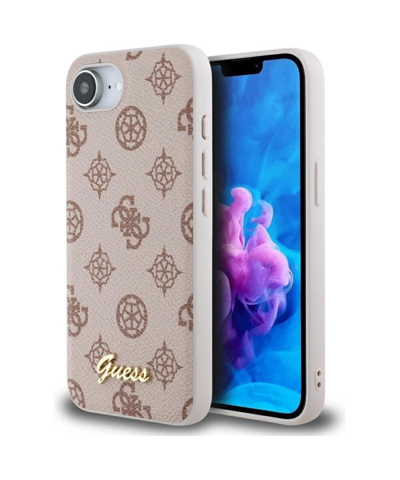 Guess Peony Script Logo MagSafe iPhone 16e Case - Brown