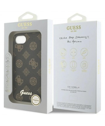 Guess Peony Script Logo MagSafe iPhone 16e Case Black