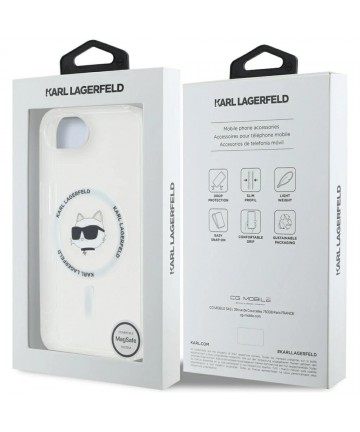 Karl Lagerfeld IML Metal Choupette Head MagSafe iPhone 16e Case - White