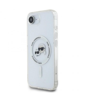 Karl Lagerfeld IML Metal Karl & Choupette Heads MagSafe iPhone 16e Case - White