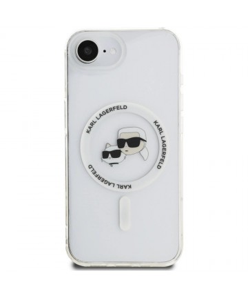Karl Lagerfeld IML Metal Karl & Choupette Heads MagSafe iPhone 16e Case - White
