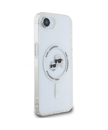 Karl Lagerfeld IML Metal Karl & Choupette Heads MagSafe iPhone 16e Case - White
