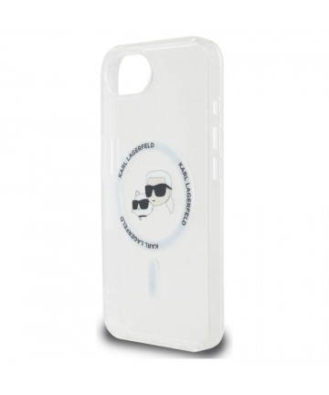 Karl Lagerfeld IML Metal Karl & Choupette Heads MagSafe iPhone 16e Case - White