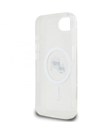Karl Lagerfeld IML Metal Karl & Choupette Heads MagSafe iPhone 16e Case - White