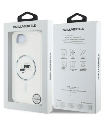 Karl Lagerfeld IML Metal Karl & Choupette Heads MagSafe iPhone 16e Case - White