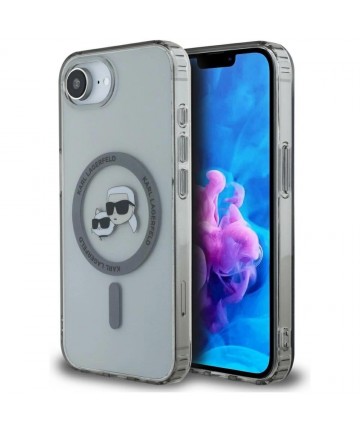 Karl Lagerfeld IML Metal Karl & Choupette Heads MagSafe iPhone 16e Case - Black