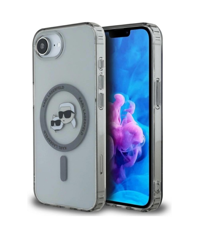 Karl Lagerfeld IML Metal Karl & Choupette Heads MagSafe iPhone 16e Case - Black