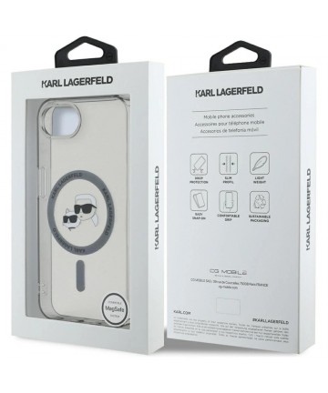 Karl Lagerfeld IML Metal Karl & Choupette Heads MagSafe iPhone 16e Case - Black