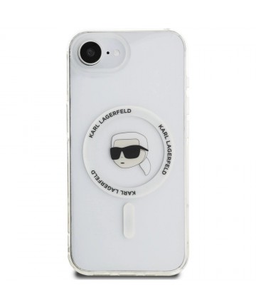 Karl Lagerfeld IML Metal Karl Head MagSafe Case for iPhone 16e White
