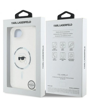 Karl Lagerfeld IML Metal Karl Head MagSafe Case for iPhone 16e White