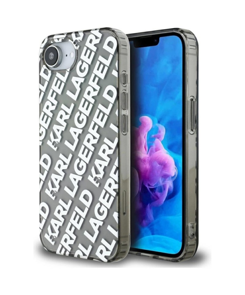 Karl Lagerfeld IML Repeat Logo case for iPhone 16e - silver