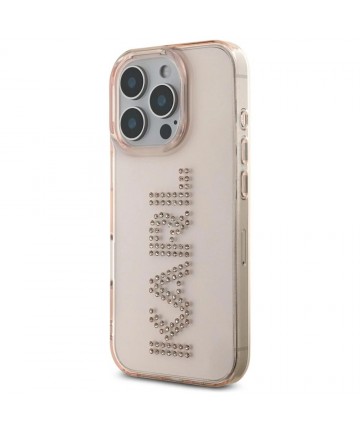 Karl Lagerfeld IML Rhinestones Logo iPhone 16 Pro Max Case - Pink