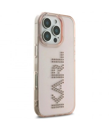 Karl Lagerfeld IML Rhinestones Logo iPhone 16 Pro Case - Pink