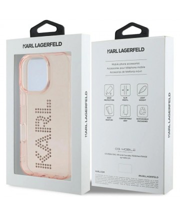 Karl Lagerfeld IML Rhinestones Logo iPhone 16 Pro Case - Pink