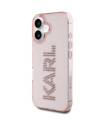 Karl Lagerfeld IML Rhinestones Logo iPhone 16 Case - Pink