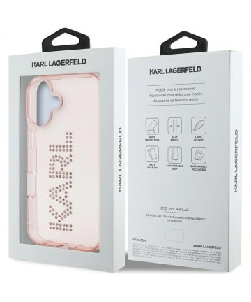 Karl Lagerfeld IML Rhinestones Logo iPhone 16 Case - Pink