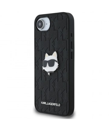 Karl Lagerfeld Monogram Choupette Head Pin iPhone 16e Case - Black