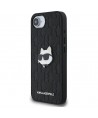 Karl Lagerfeld Monogram Choupette Head Pin iPhone 16e Case - Black