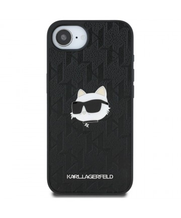 Karl Lagerfeld Monogram Choupette Head Pin iPhone 16e Case - Black