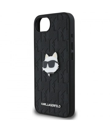 Karl Lagerfeld Monogram Choupette Head Pin iPhone 16e Case - Black