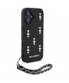 Karl Lagerfeld Saffiano Crystals w/Chain iPhone 16 Case - Black
