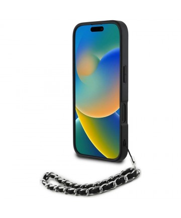 Karl Lagerfeld Saffiano Crystals w/Chain iPhone 16 Case - Black