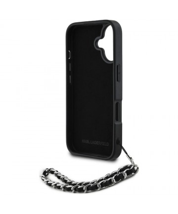 Karl Lagerfeld Saffiano Crystals w/Chain iPhone 16 Case - Black