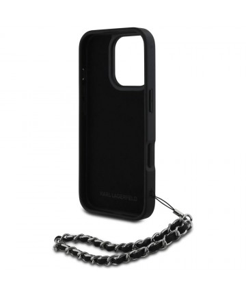 Karl Lagerfeld Saffiano Crystals w/Chain iPhone 16 Pro Case - Black