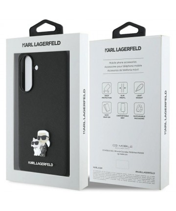 Karl Lagerfeld Saffiano Case w/ K&C Metal Logo for Samsung Galaxy A36 - Black