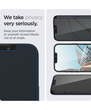 Spigen Glas.tR EZ Fit Privacy Tempered Glass for iPhone 13 Pro Max - 2 pcs.
